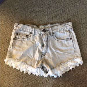Free People Lace Denim Shorts